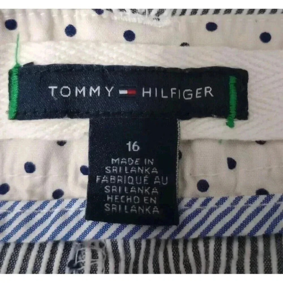 Tommy Hilfiger Seersucker Shorts Blue White Stripes Pockets Women Size‎ 16 - Picture 3 of 6